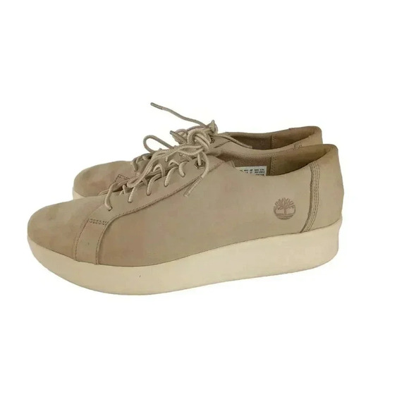 Timberland Womens Berlin Park Oxford Shoes Beige Leather Lace Up Round Toe 10 - Picture 2 of 12